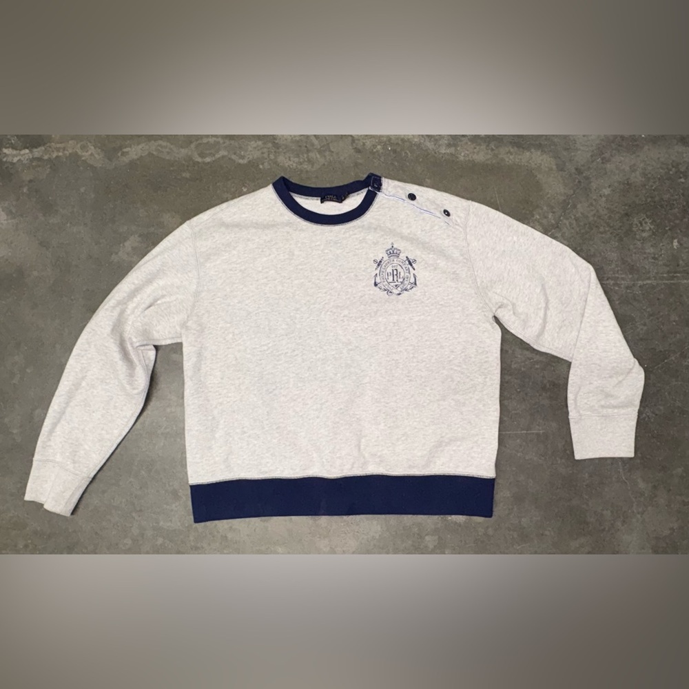 Polo by Ralph Lauren Gray and Blue Crew Neck Sweater - Picture 3 of 16